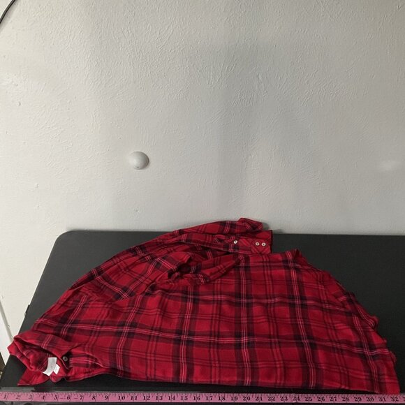 J Jill Top‎ Womens Sz 1X Red Black Plaid Corduroy Button Up Pleated Shirt Blouse - Picture 9 of 12